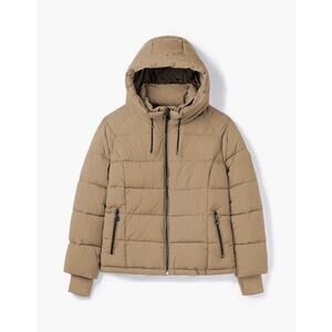 Noize Gracie Short Hooded Puffer‎ Coat XS Cruelty Free Canada Tan Womens